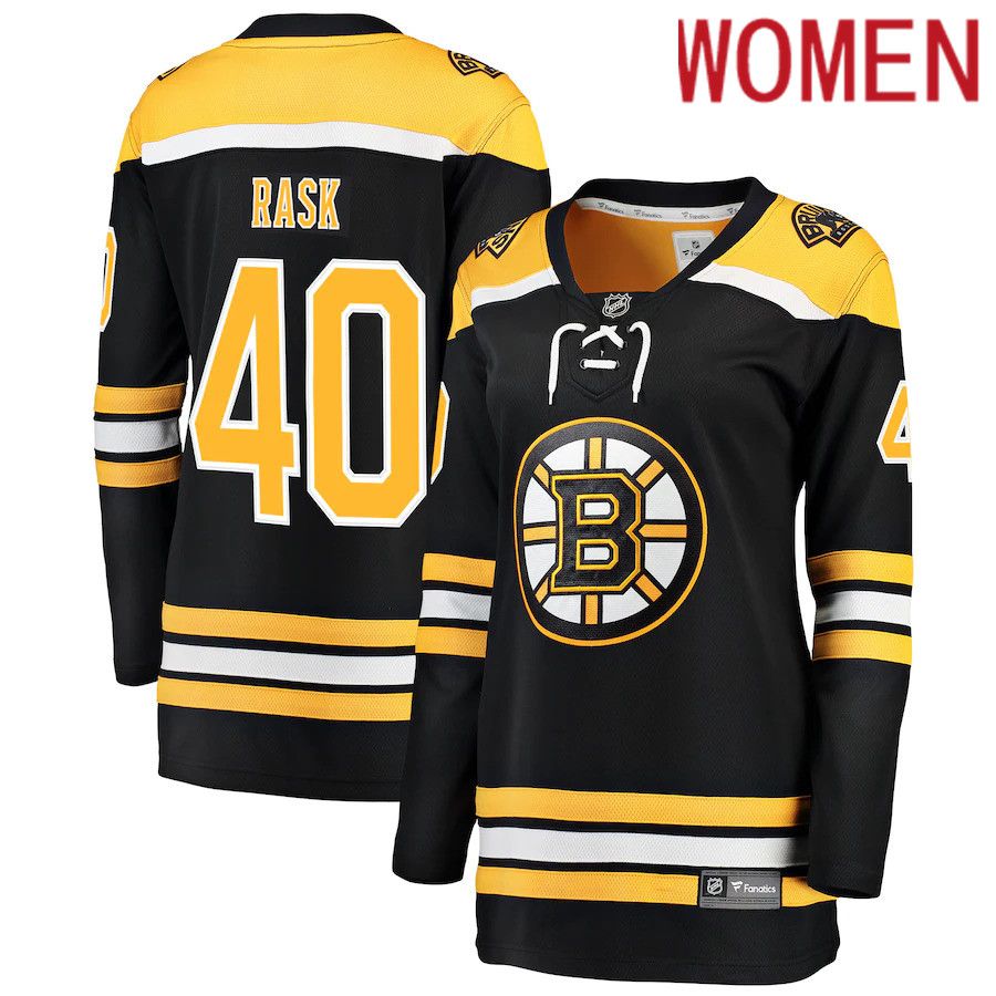 Women Boston Bruins #40 Tuukka Rask Fanatics Branded Black Home Breakaway Player NHL Jersey